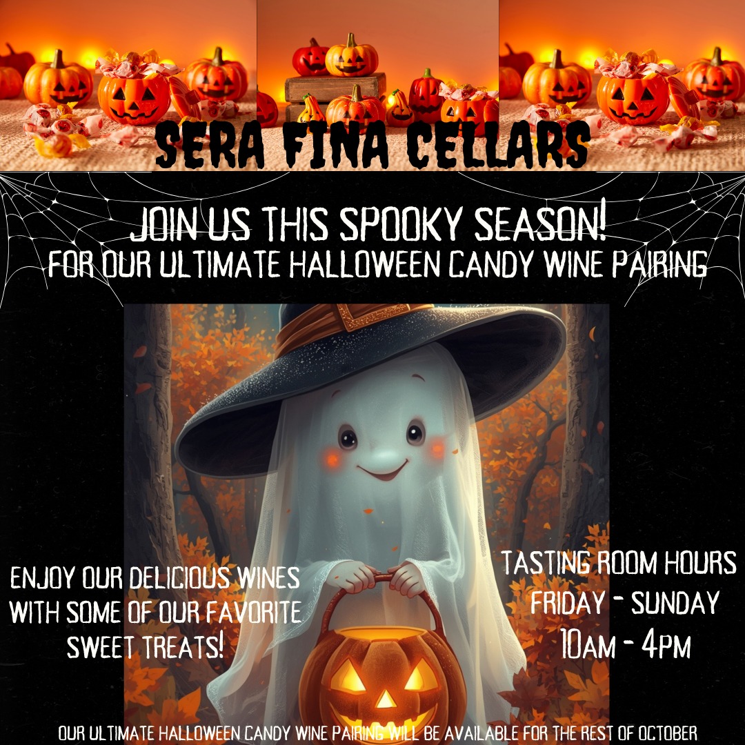 Take some time to relax and sip on some refreshing wines and tasty sweets.
Join us for our Ultimate Halloween Candy Wine Pairing throughout the rest of October.
Tasting Room Hours 10am - 4pm Fri-Sun.
#serafinacellars #amadorcounty #winetasting🍷 #winetasting