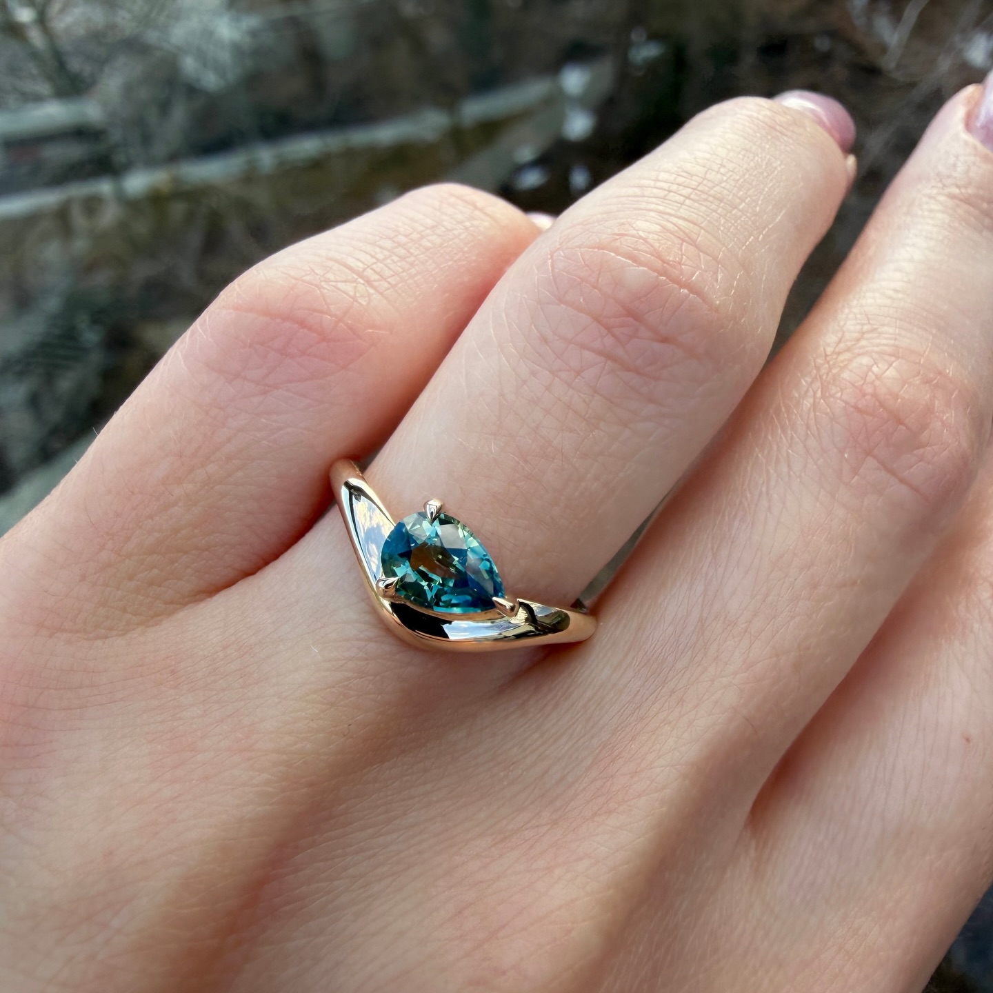 Caia ring with Bluish green sapphire for a client 💙 Many new sapphires have been listed on our website! DM if you’d like to see videos