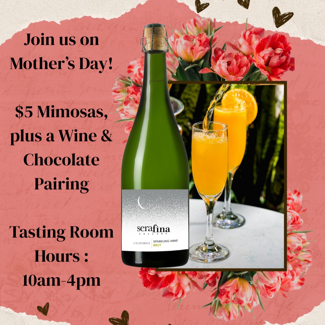 Celebrate Mother’s Day with us 💐✨
Treat Mom to $5 mimosas, plus a special wine & chocolate pairing
Relax, sip, savor, and make her feel celebrated.
See you Sunday! 🥂🍫💕