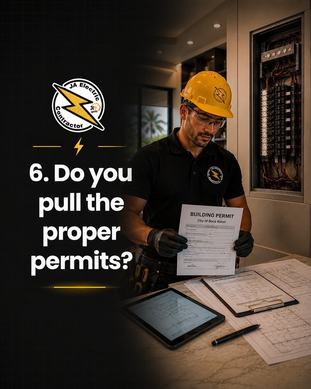⚠️ Not every electrician is the same — and the wrong choice can cost you thousands, or worse.
Before you hire anyone to work inside your walls, ask these 7 questions. The answers tell you everything.
✅ We say YES to all 7. Always have. Always will.
📍 JA Electric Contractor — Coral Gables & Boca Raton
📞 (561) 200 7541 · (844) 439 2612
Save this 🔖 You'll thank yourself later.
#JaElectricContractor #ElectricalServices #Electrician #NewPage #ResidentialElectric