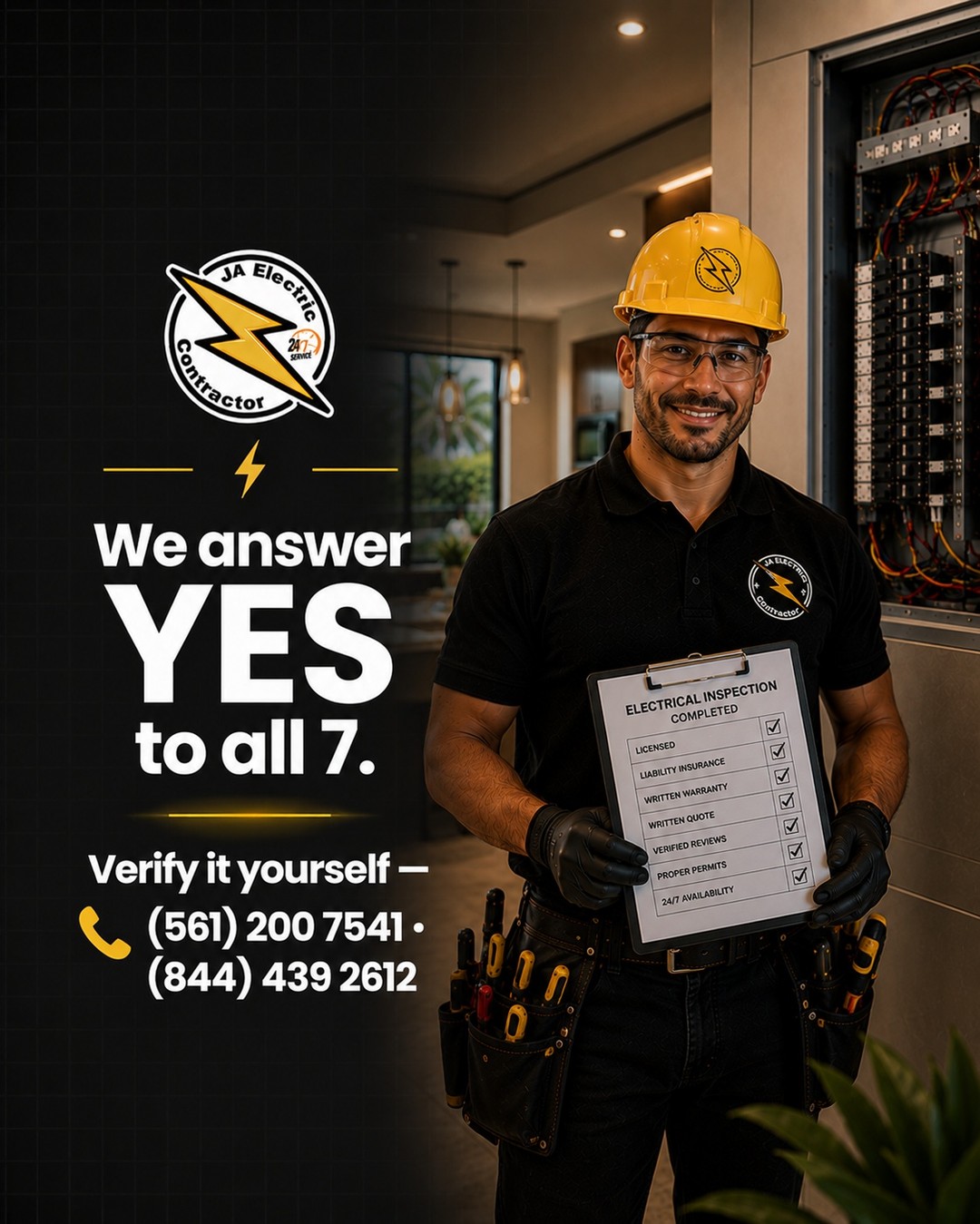 ⚠️ Not every electrician is the same — and the wrong choice can cost you thousands, or worse.
Before you hire anyone to work inside your walls, ask these 7 questions. The answers tell you everything.
✅ We say YES to all 7. Always have. Always will.
📍 JA Electric Contractor — Coral Gables & Boca Raton
📞 (561) 200 7541 · (844) 439 2612
Save this 🔖 You'll thank yourself later.
#JaElectricContractor #ElectricalServices #Electrician #NewPage #ResidentialElectric